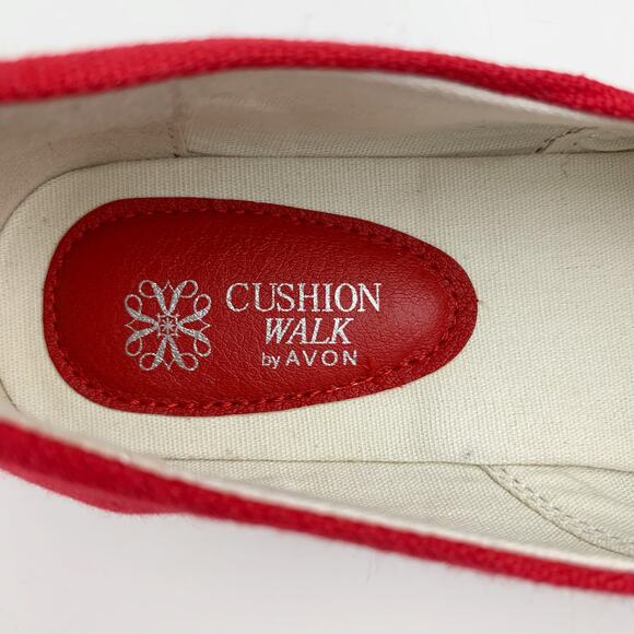 Cushion Walk by Avon Espadrille Flats Red Canvas Yacht Boat Slip On Women's 8 - Picture 5 of 12